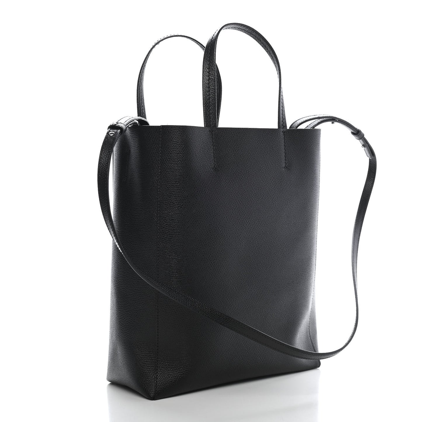 Grained Calfskin Small Vertical Cabas Black