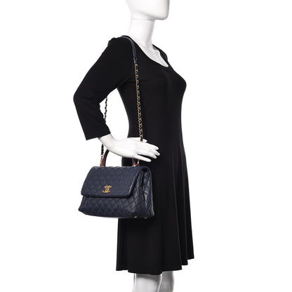 Chanel Caviar Elaphe Quilted Small Coco Handle Flap Navy 2 of 16