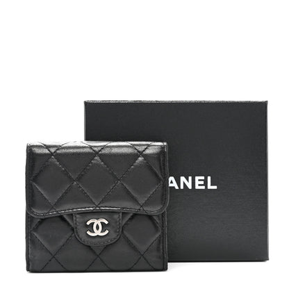 Chanel Lambskin Quilted Tri-Fold Flap Wallet Black 9 of 9