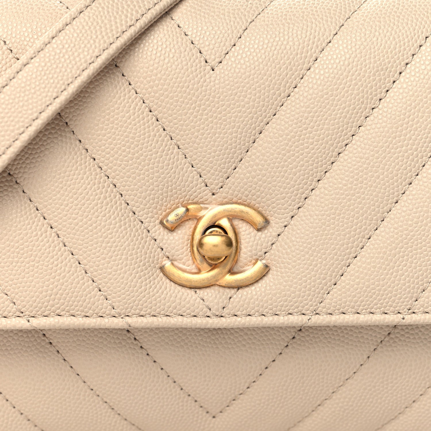 Chanel Caviar Lizard Chevron Quilted Mini Coco Handle Flap Ivory 8 of 10