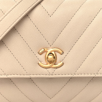 Chanel Caviar Lizard Chevron Quilted Mini Coco Handle Flap Ivory 8 of 10