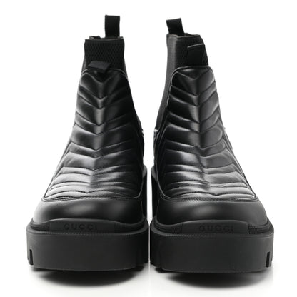 Gucci Calfskin Nappa Matelasse Frances Chelsea Boots 39 Black 2 of 9