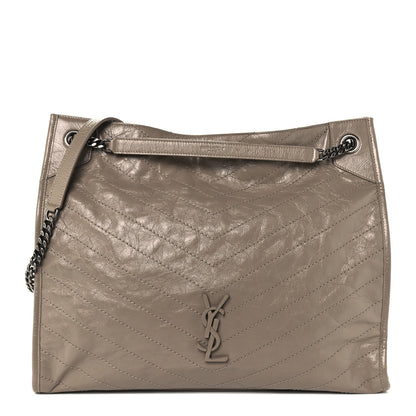 Saint Laurent Crinkled Calfskin Matelasse Monogram Large Niki Shopper Tote Dusty Grey 1 of 13