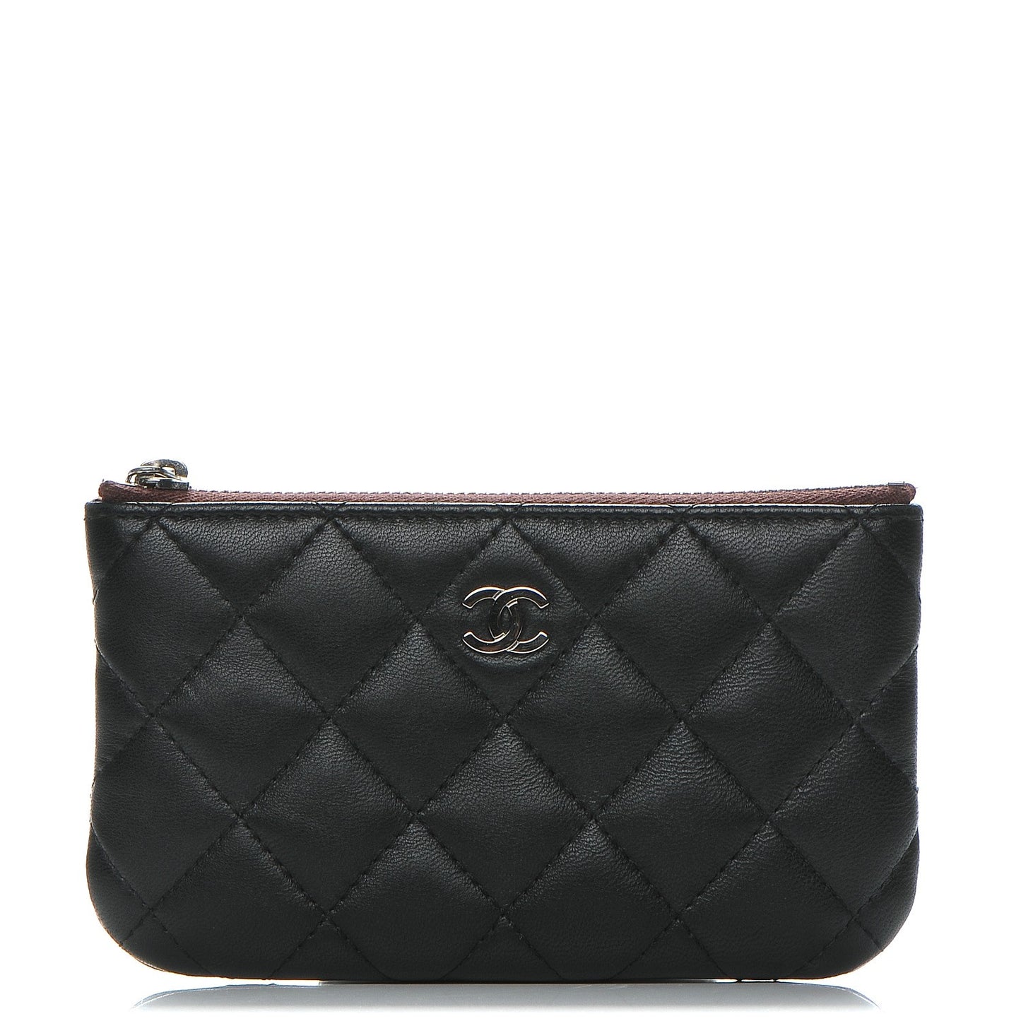 Lambskin Quilted Small Cosmetic Case Black