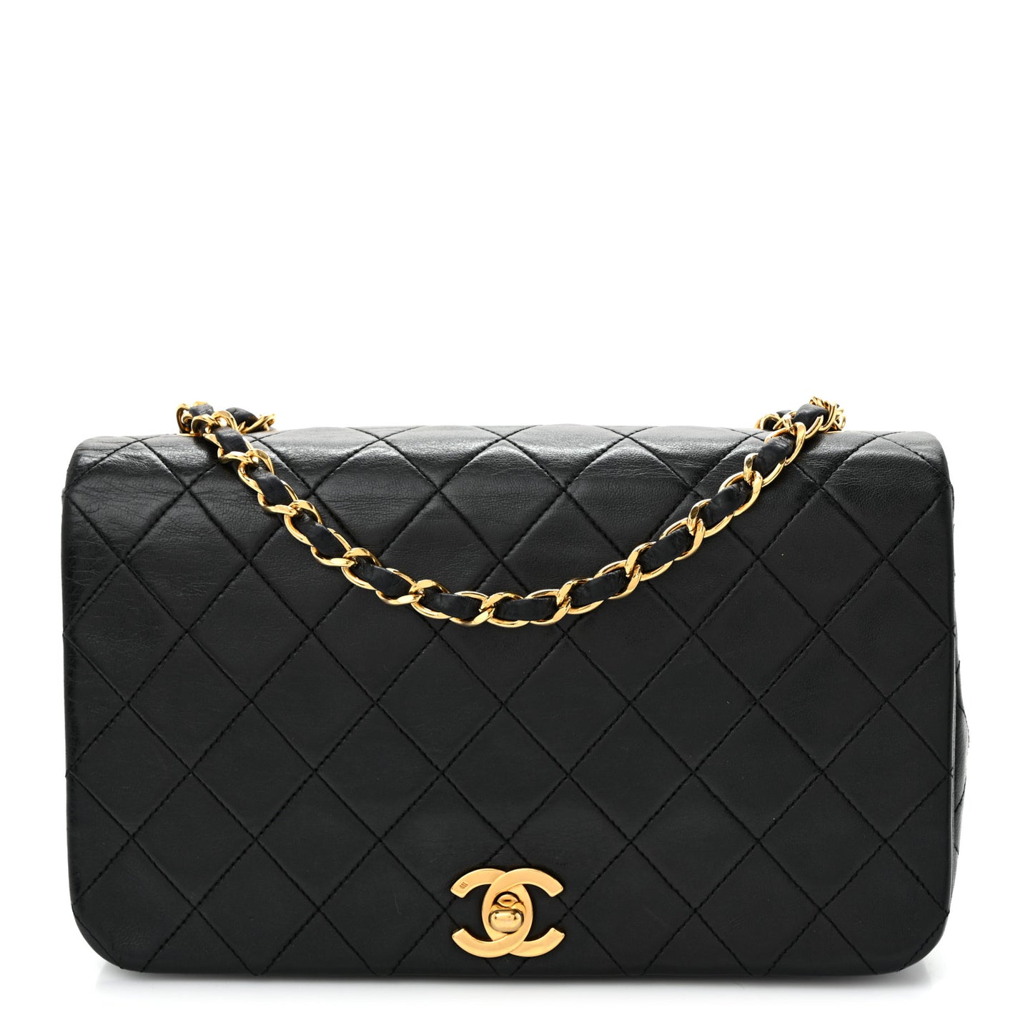 Lambskin Quilted Small Single Flap Black