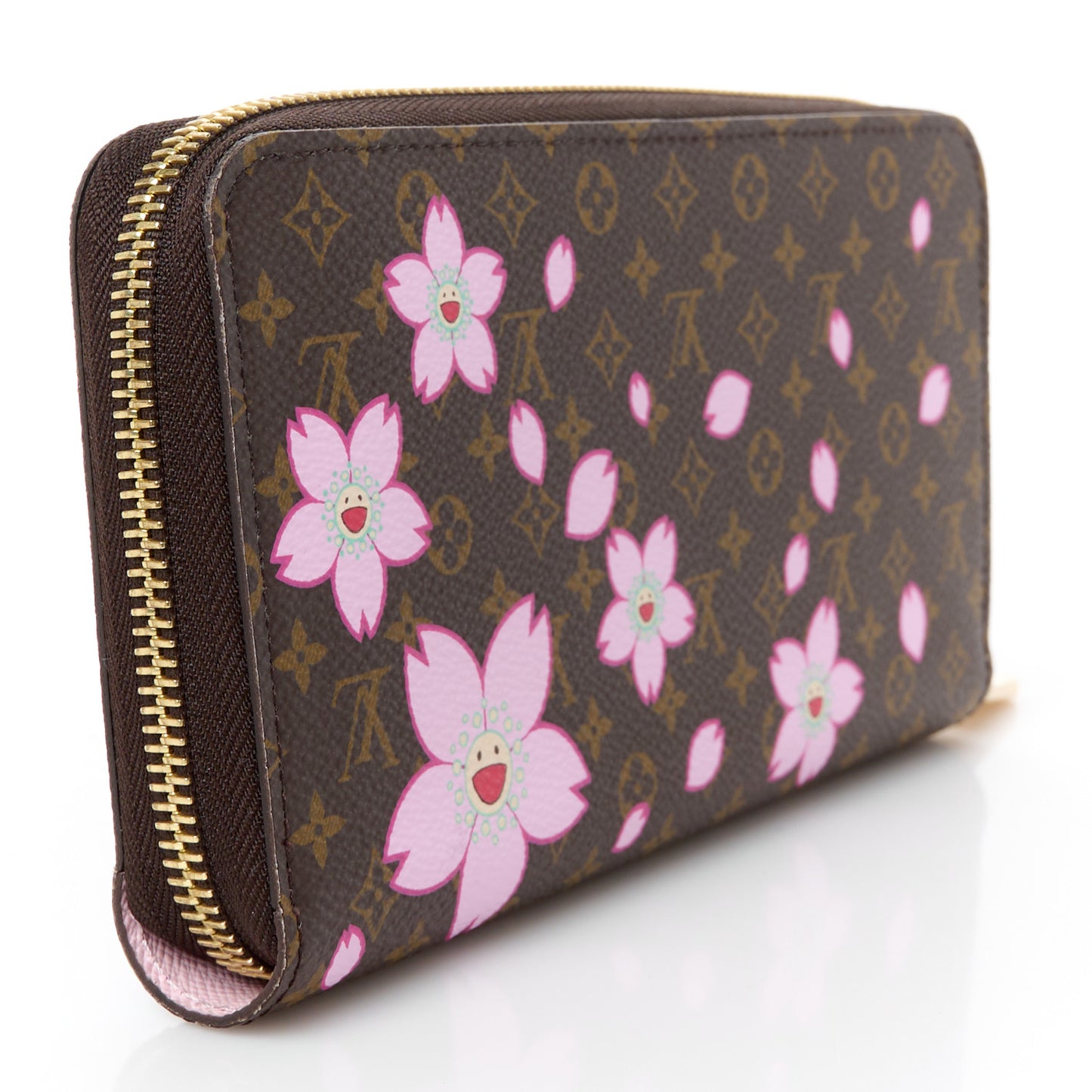 LV X TM Monogram Cherry Blossom Zippy Wallet Sakura Brown
