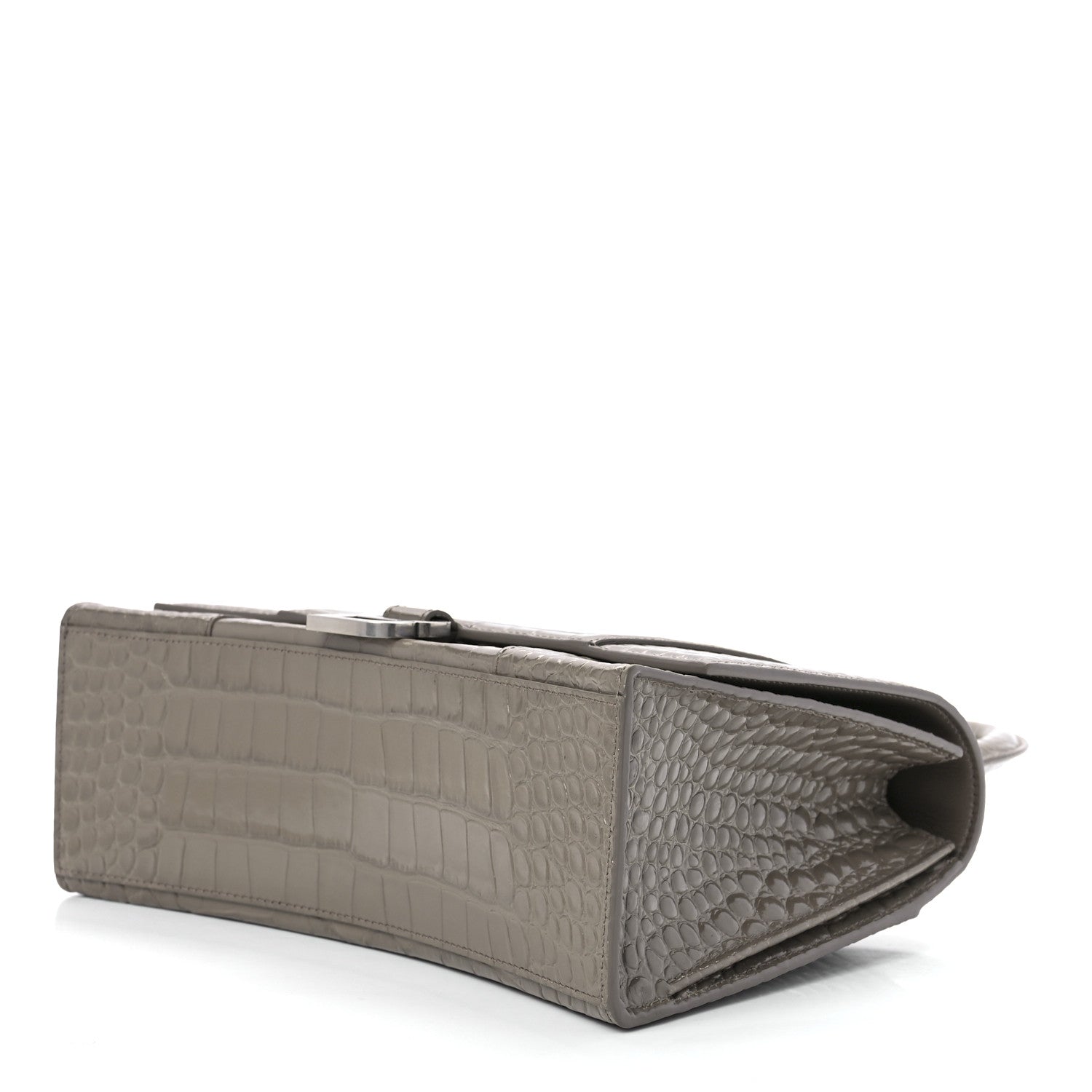 Balenciaga Shiny Calfskin Crocodile Embossed Medium Hourglass Top Handle Bag Mink Grey 10 of 14