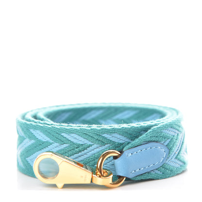 Hermes Toile Swift 25mm Sangle ZigZag Shoulder Strap Bleu Du Nord Vert Veronese 1 of 5