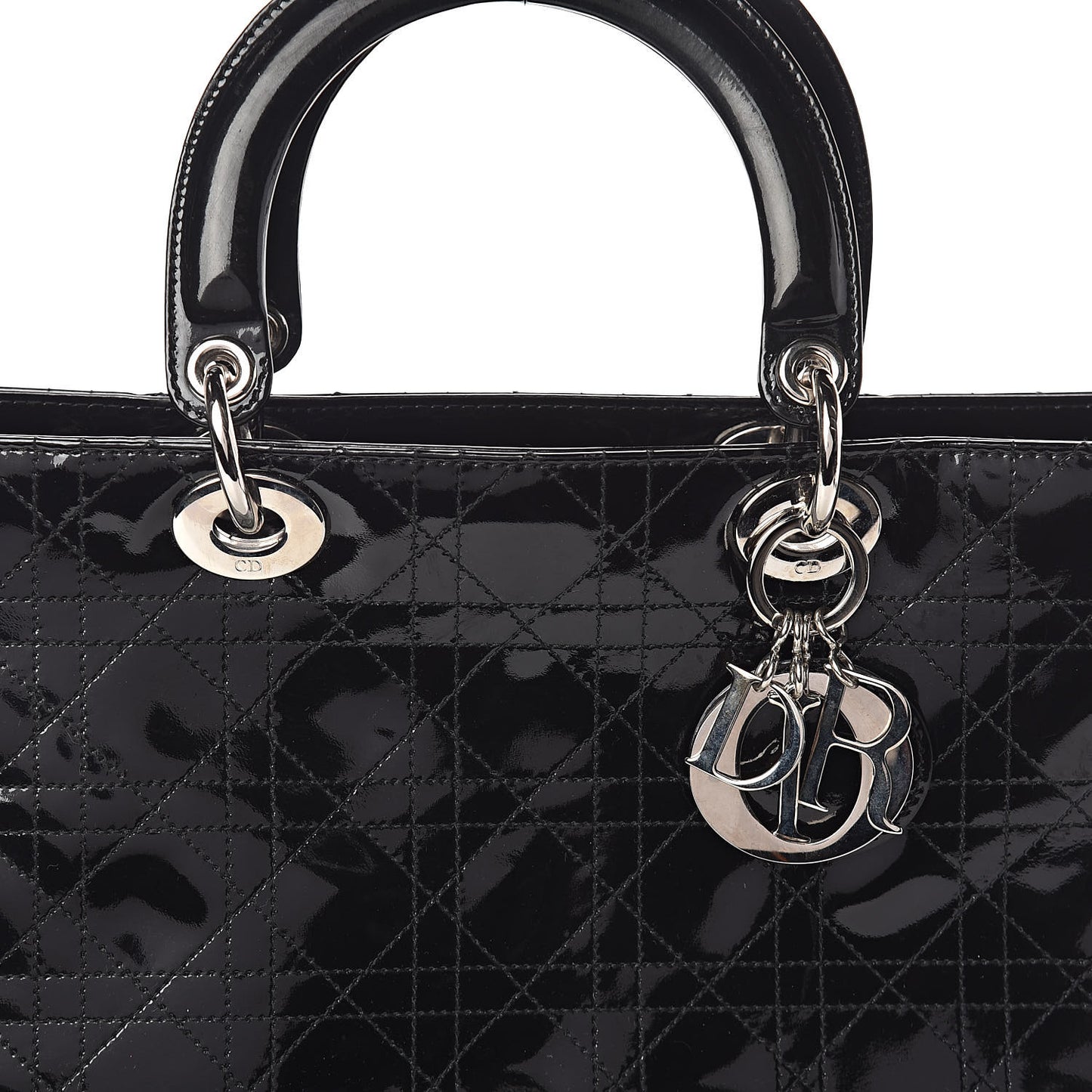 Patent Cannage Large Lady Dior Black