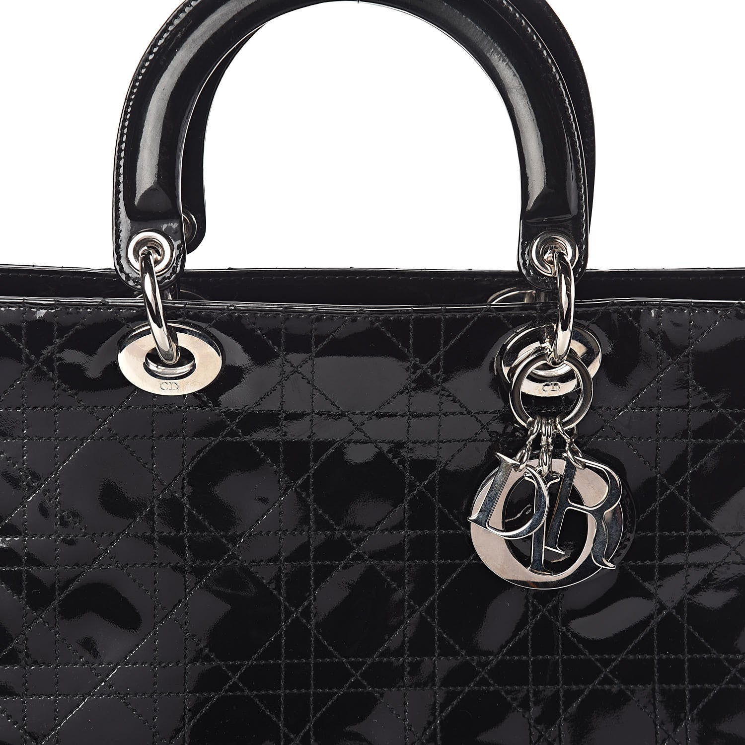 Christian Dior Patent Cannage Large Lady Dior Black 7 of 9