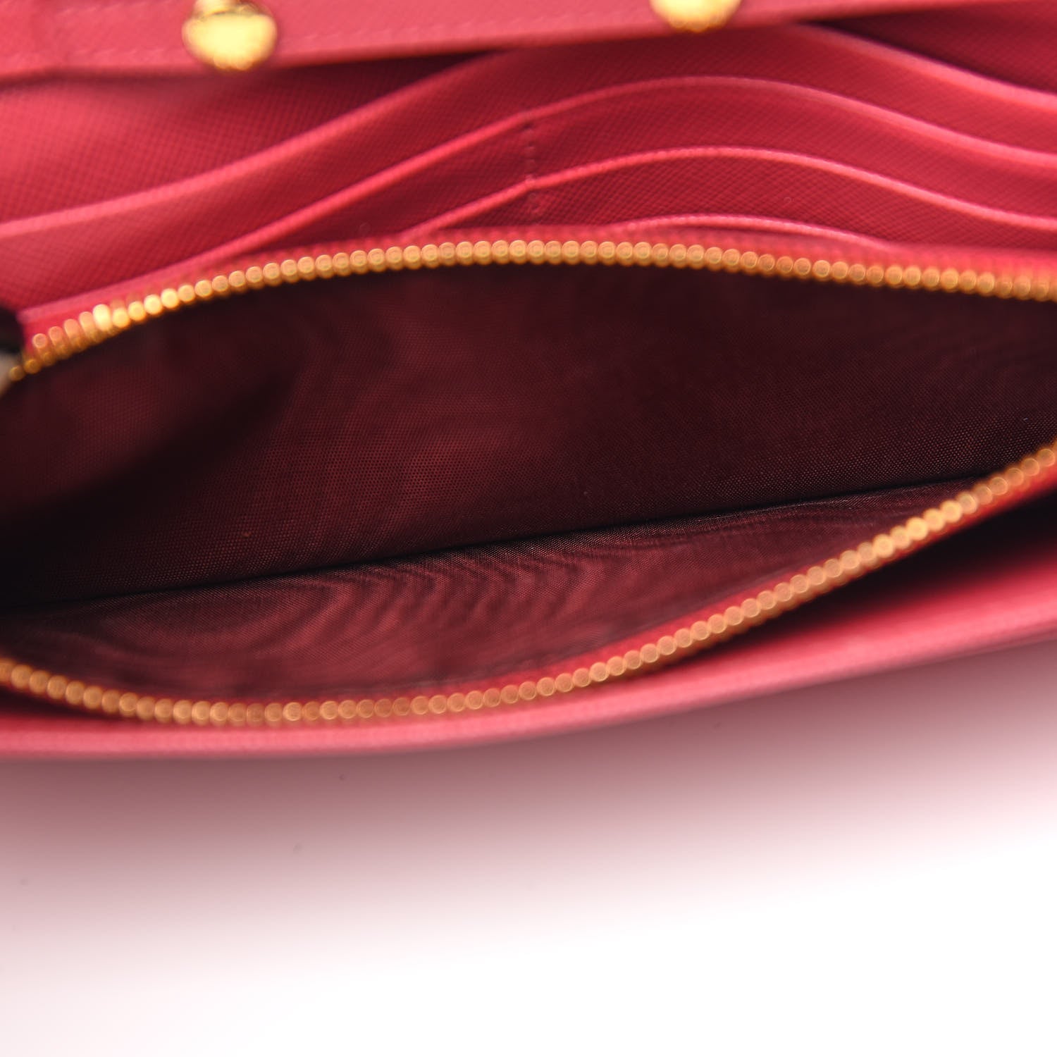 Prada Saffiano Metal Oro Chain Wallet Peonia 4 of 14