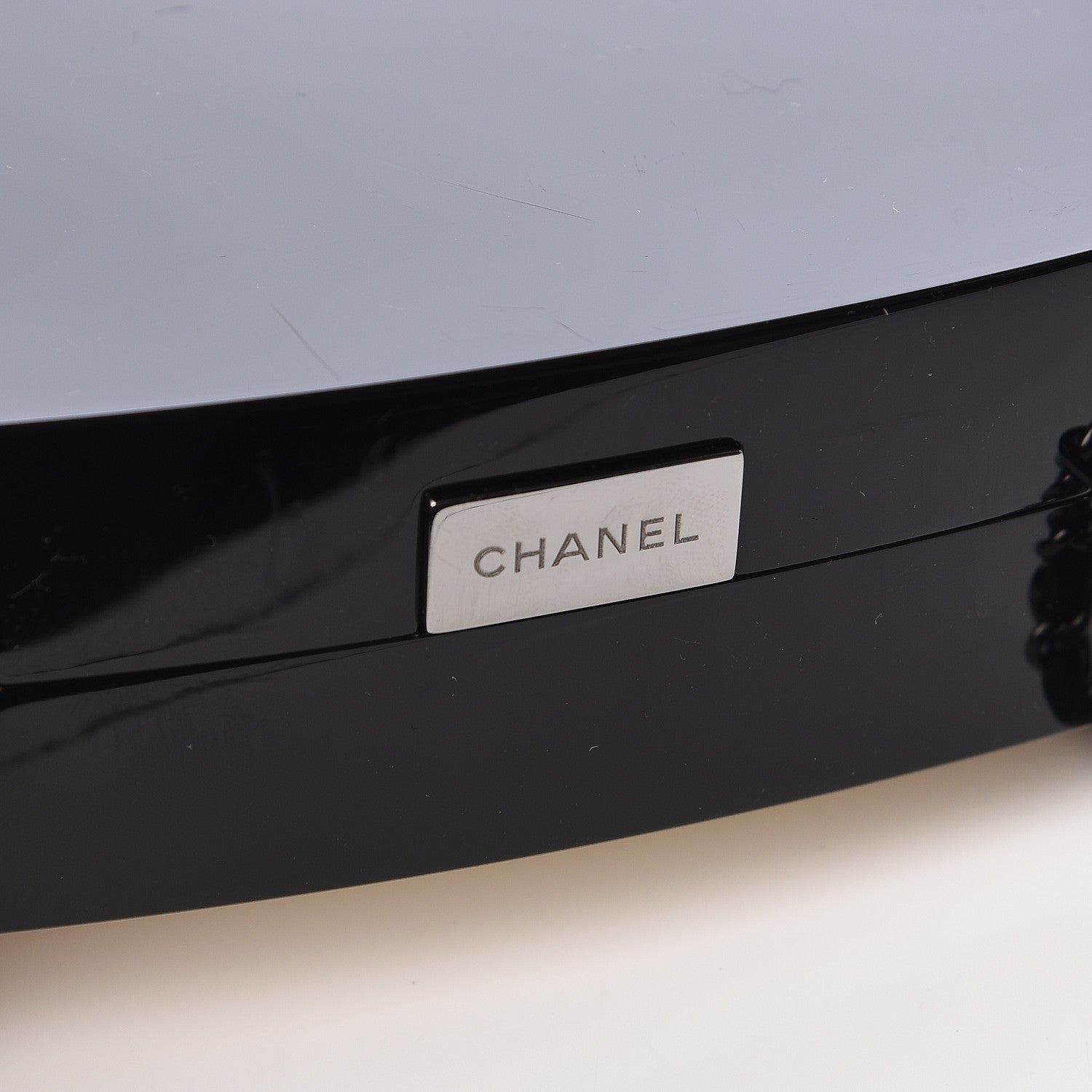 Chanel Plexiglass Compact Box Clutch Black Ivory 8 of 11