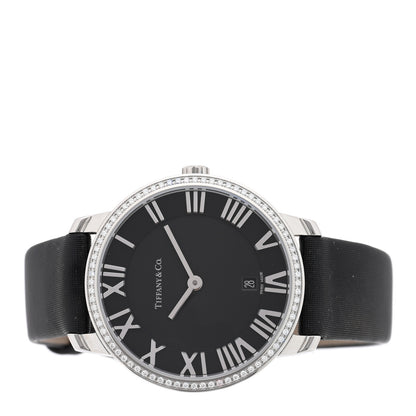 Tiffany Stainless Steel Satin Diamond Bezel 31mm Atlas 2-Hand Quartz Watch Black 2 of 5