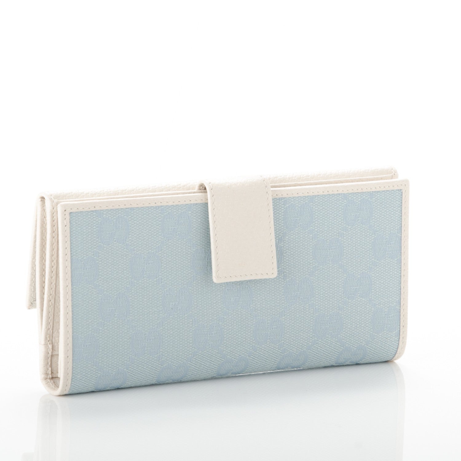 Gucci Monogram Calfskin Continental Flap Wallet Off White Blue 3 of 7