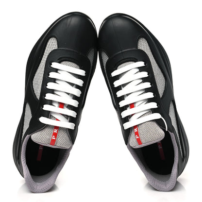 Prada Soft Rubber Mesh Mens America's Cup Sneakers 45 Black Argento 2 of 10