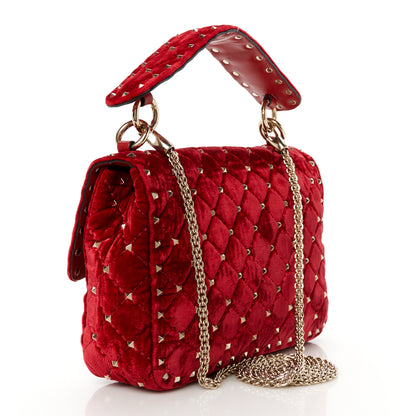 Valentino Garavani Velvet Medium Rockstud Spike Shoulder Bag Rosso Valentino 2 of 10