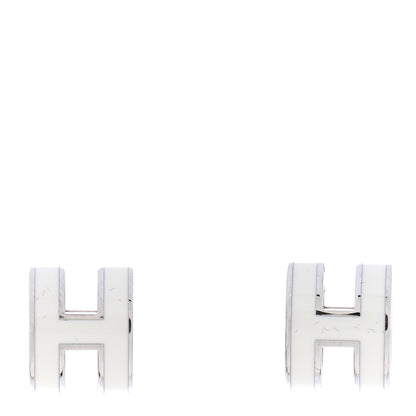Hermes Palladium Lacquered Mini Pop H Earrings White 1 of 6
