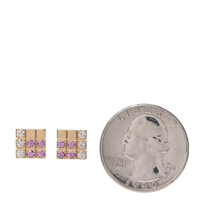 Cartier 18K Yellow Gold Diamond Pink Sapphire Lanieres Piet Earrings 2 of 4