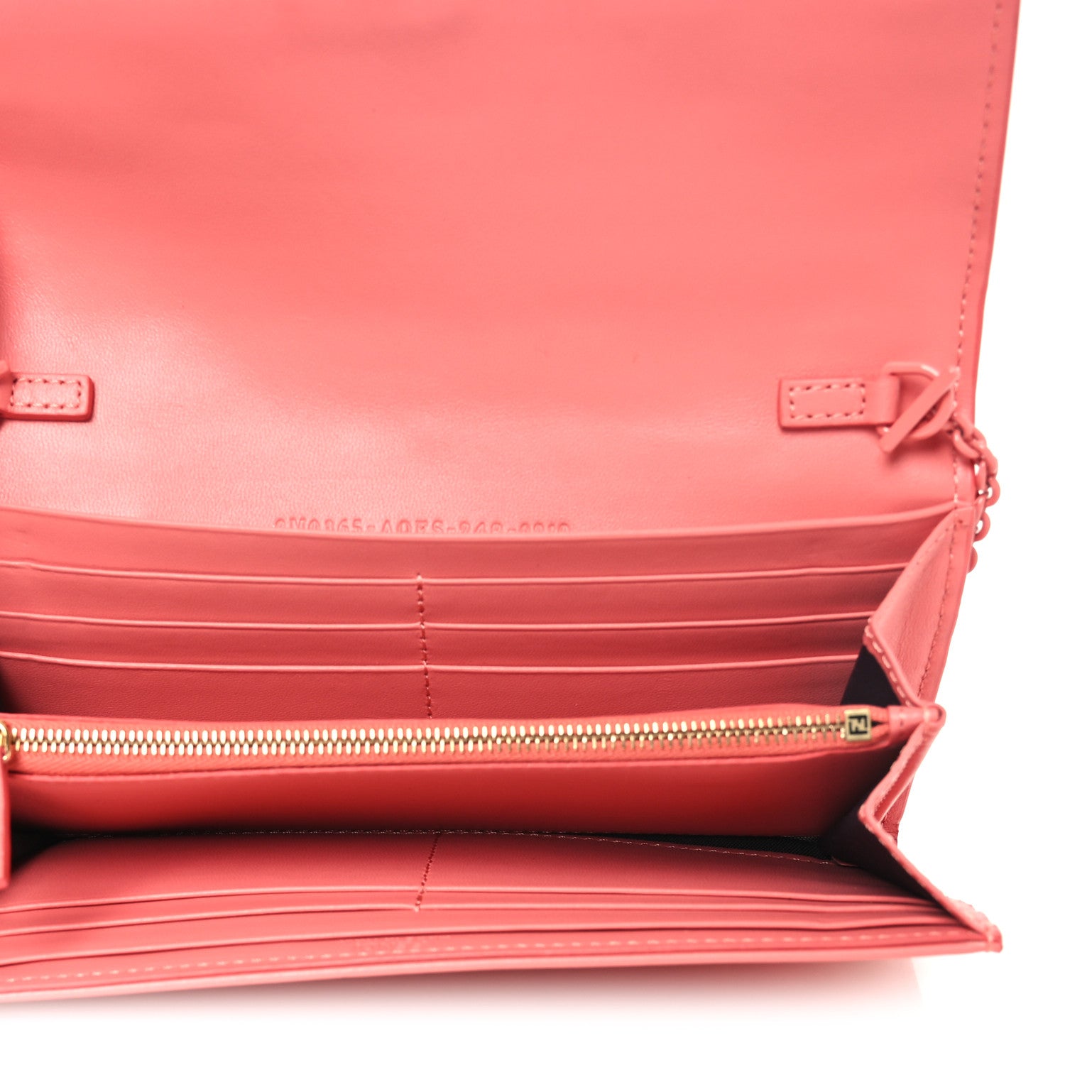 Fendi Nappa FF Embossed Continental Wallet On Chain Rosa Pesca 5 of 12