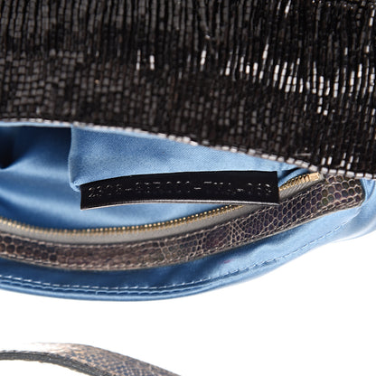 Fendi Lizard Beaded Fringe Baguette Black 6 of 13