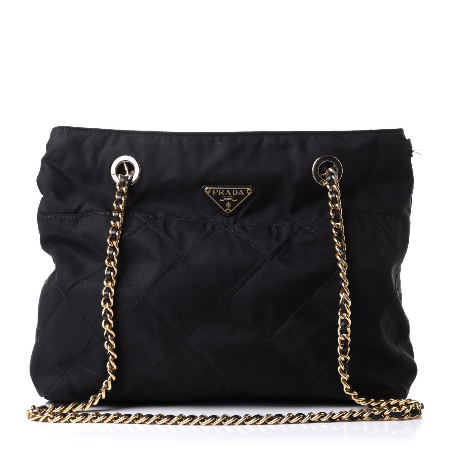 Nylon Tessuto Quilted Shoulder Bag Black