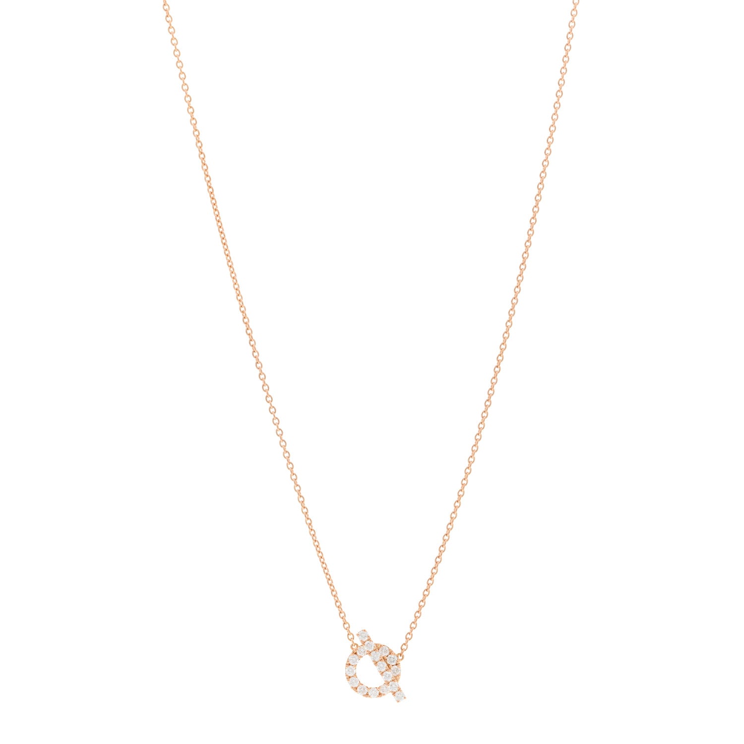 Hermes 18K Rose Gold Diamond Finesse Pendant Necklace 1 of 6