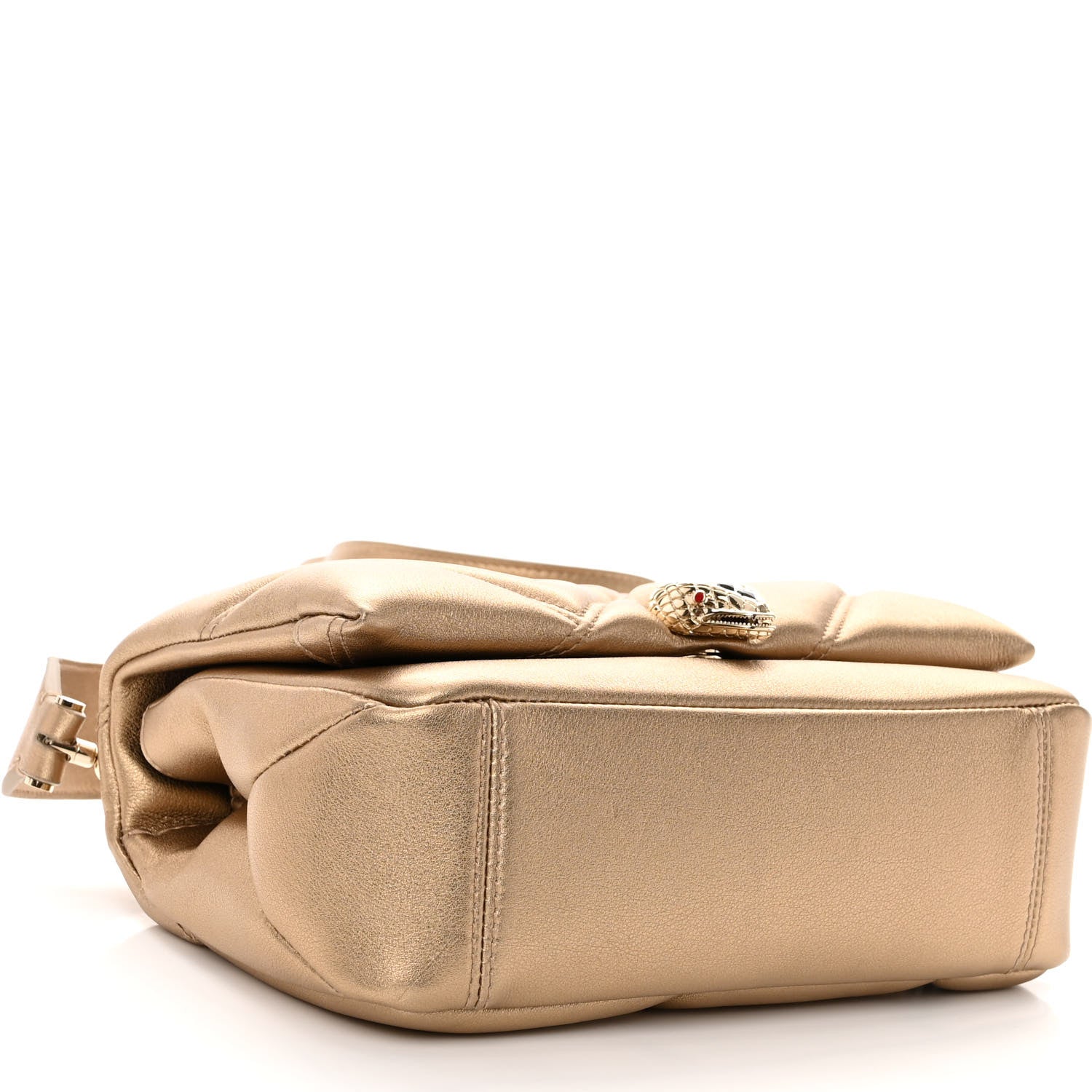 Bulgari Metallic Calfskin Matelasse Mini Serpenti Cabochon Crossbody Bag Gold 4 of 11