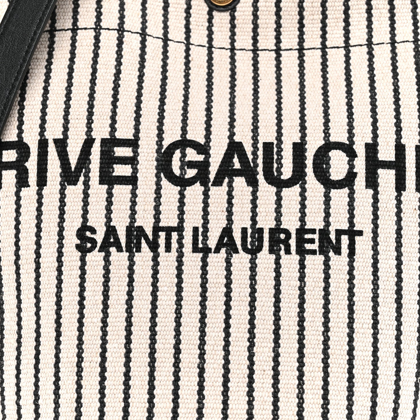 Linen Calfskin Striped Rive Gauche Bucket Bag Grey Cream Black