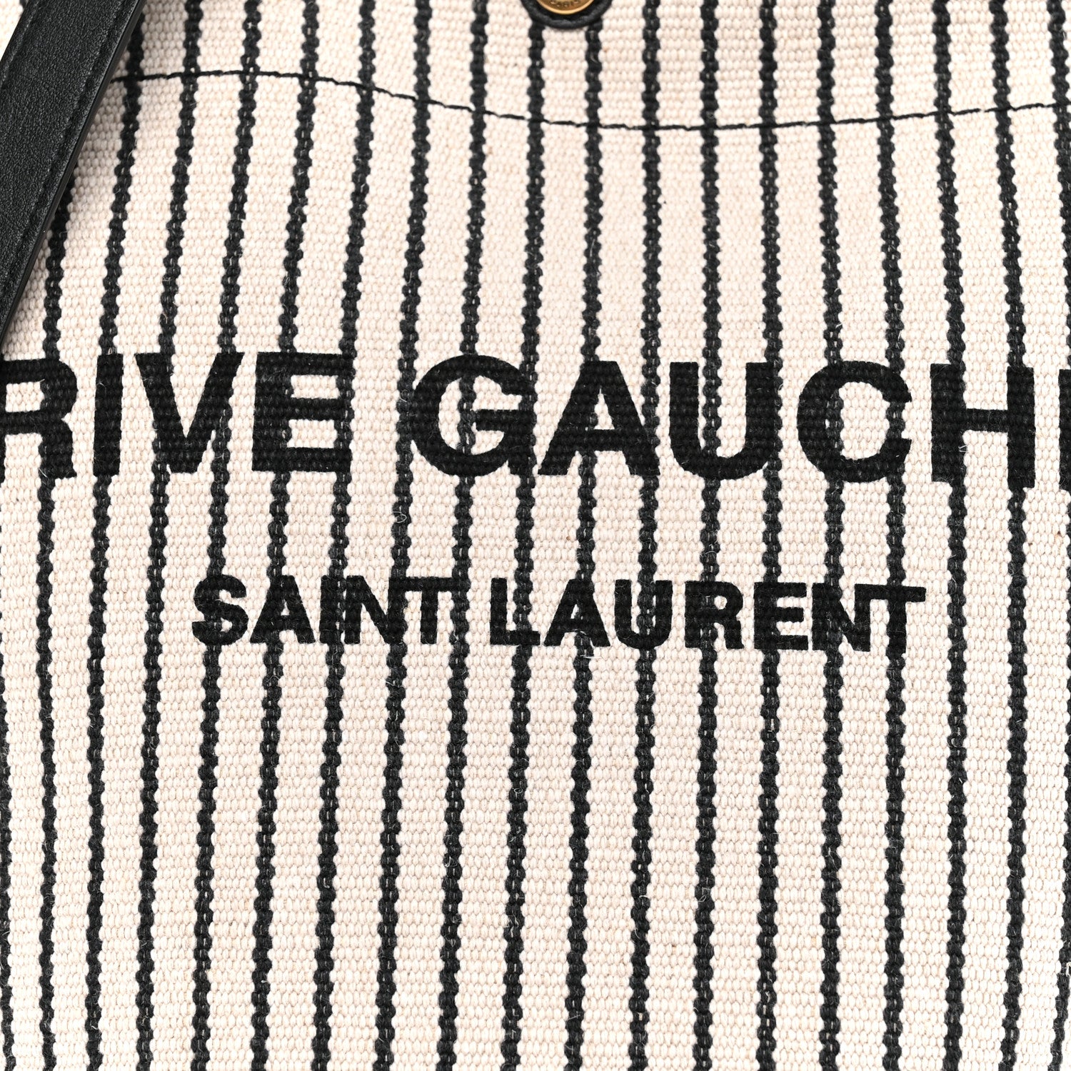 Saint Laurent Linen Calfskin Striped Rive Gauche Bucket Bag Grey Cream Black 8 of 10