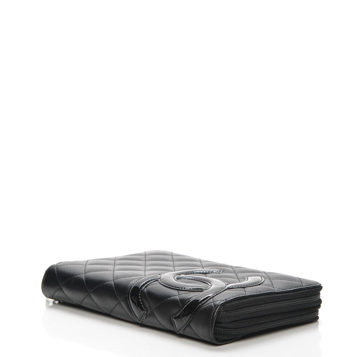 Calfskin Cambon Zip Around Organizer Wallet Black