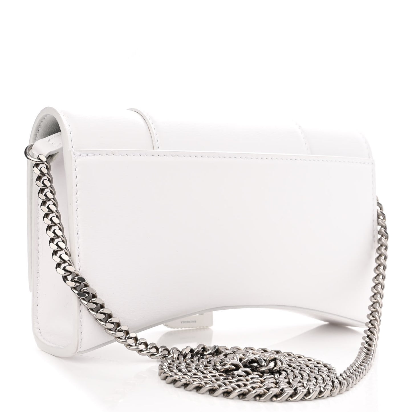 Shiny Box Calfskin Strass Hourglass Chain Bag White