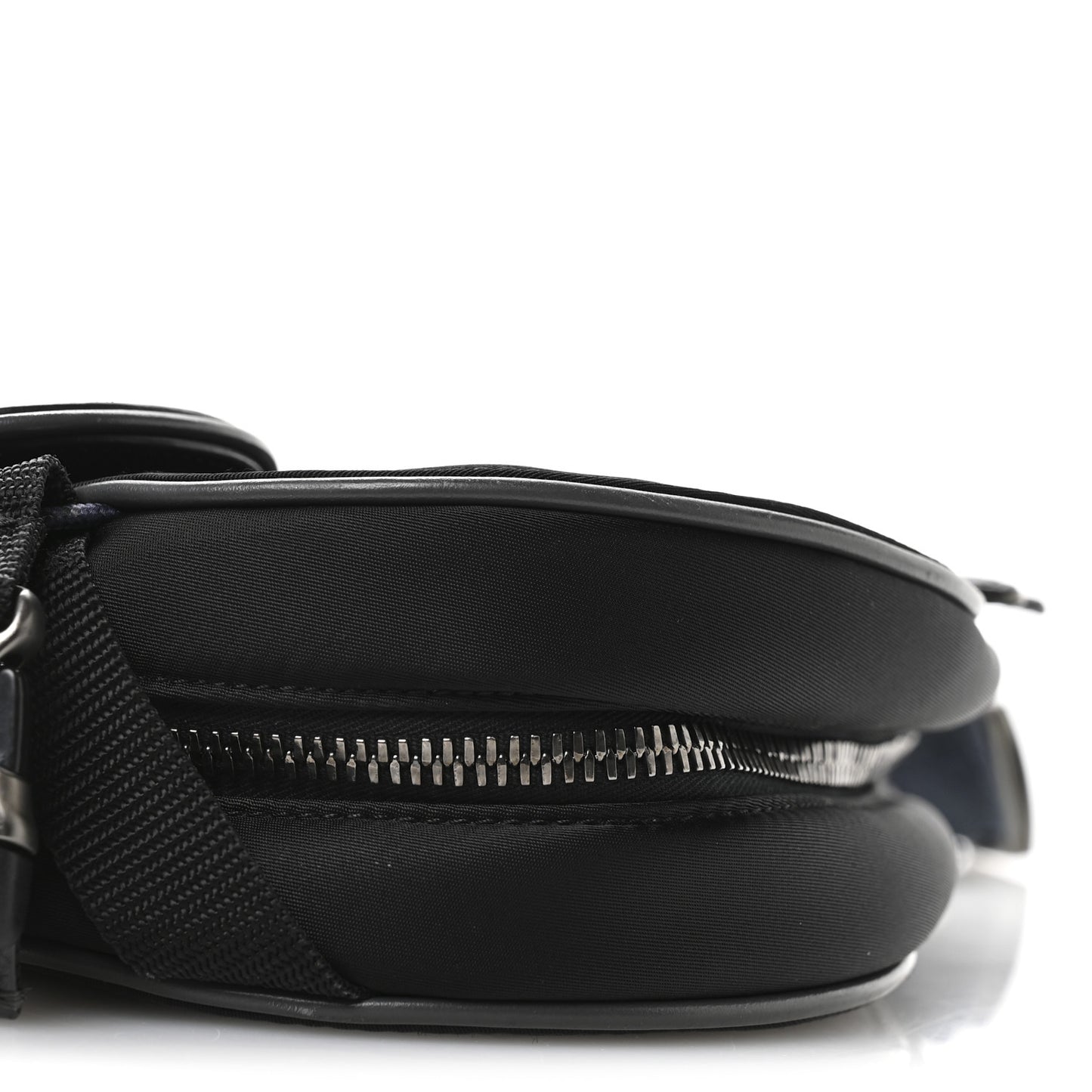 Nylon Grained Calfskin Saddle Bag Black Multicolor