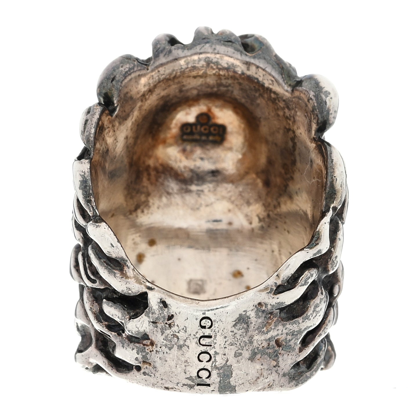 Metal Crystal Lion Head Ring Red Aged 49 4.75 Silver
