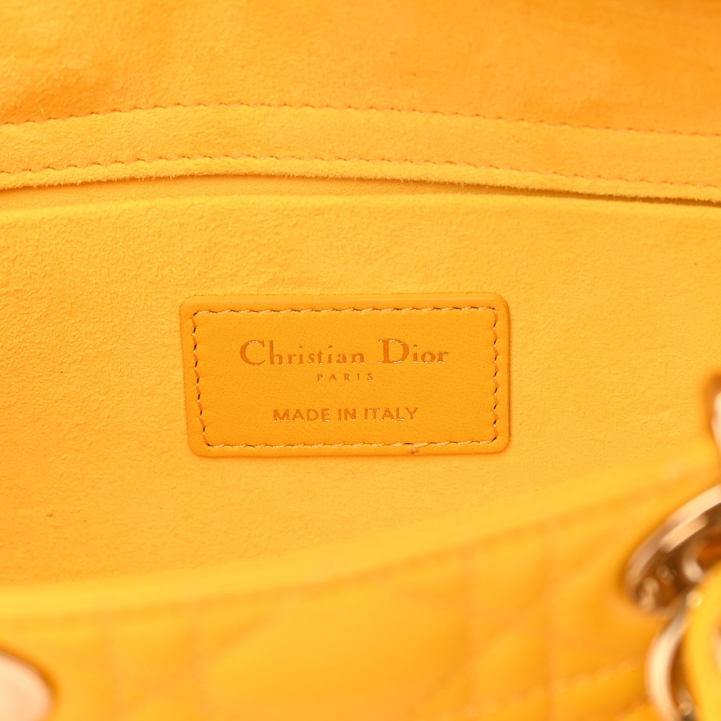 Lambskin Cannage Medium Lady D-Joy Yellow