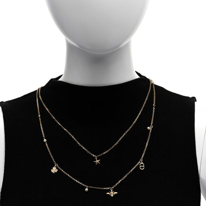 Christian Dior Metal Crystal Double Necklace Gold 2 of 6