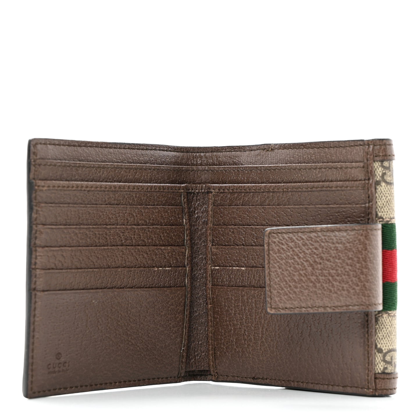 GG Supreme Monogram Web Ophidia French Flap Wallet Beige New Acero