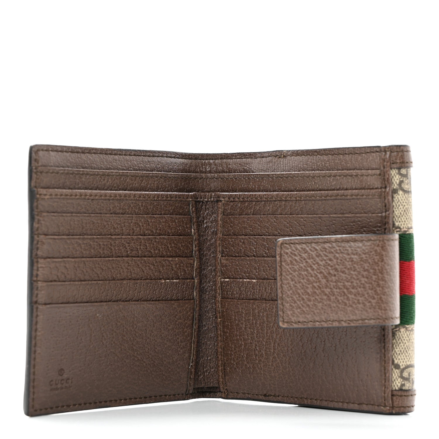 Gucci GG Supreme Monogram Web Ophidia French Flap Wallet Beige New Acero 5 of 11