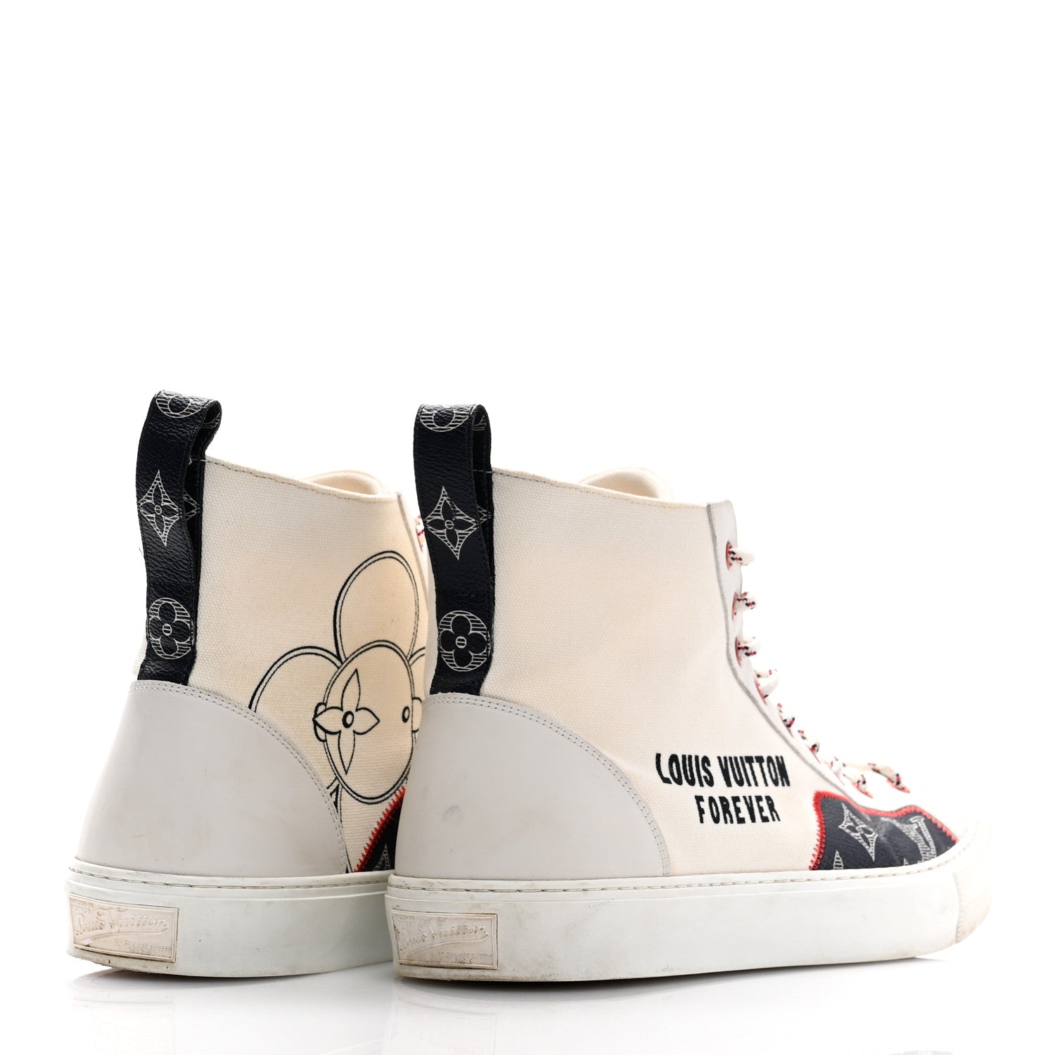 Louis Vuitton Canvas LV Forever Mens Tattoo Sneaker Boots 10.5 White 4 of 11