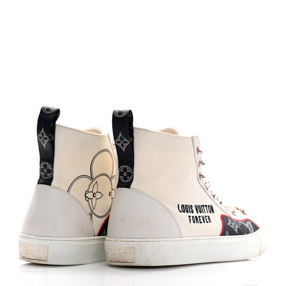 Louis Vuitton Canvas LV Forever Mens Tattoo Sneaker Boots 10.5 White 4 of 11