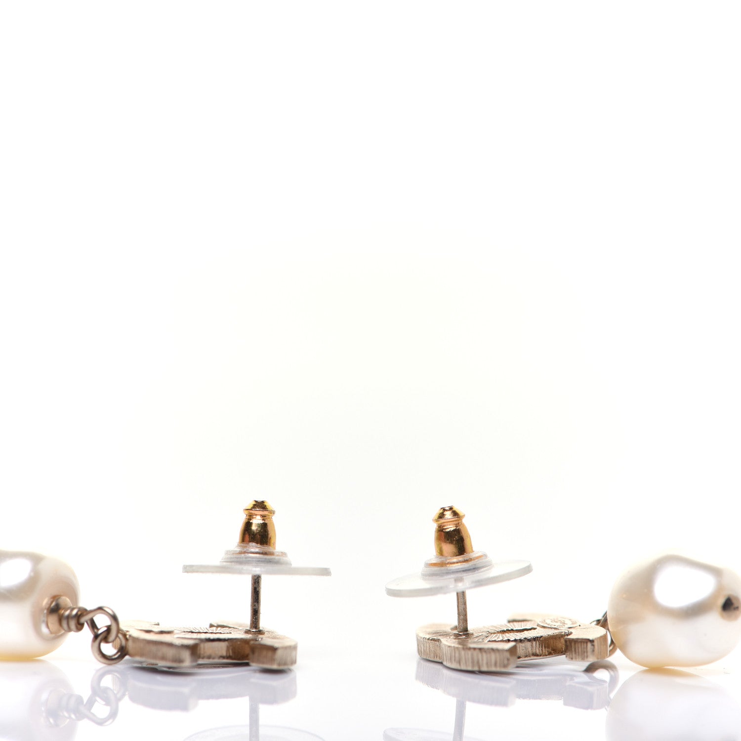 Chanel Pearl Enamel CC Drop Earrings Black Gold 6 of 8