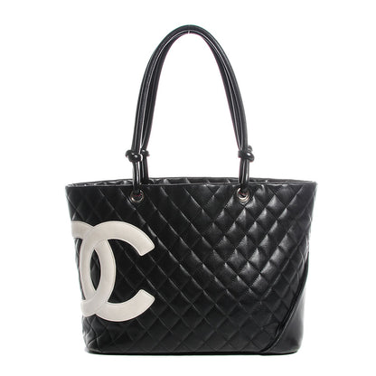 Chanel Calfskin Quilted Large Cambon Tote Black White 1 of 7