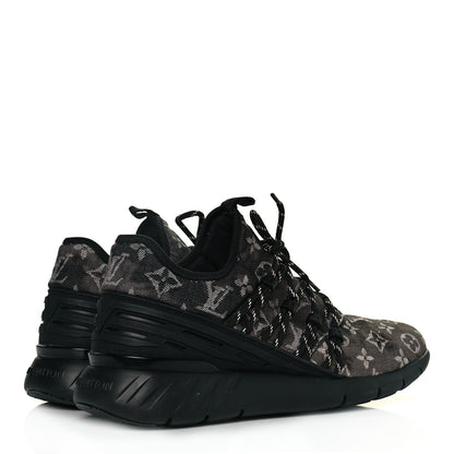 Louis Vuitton Denim Rubber Monogram Tie Dye Mens Fastlane Low Sneakers 8.5 Black 4 of 6