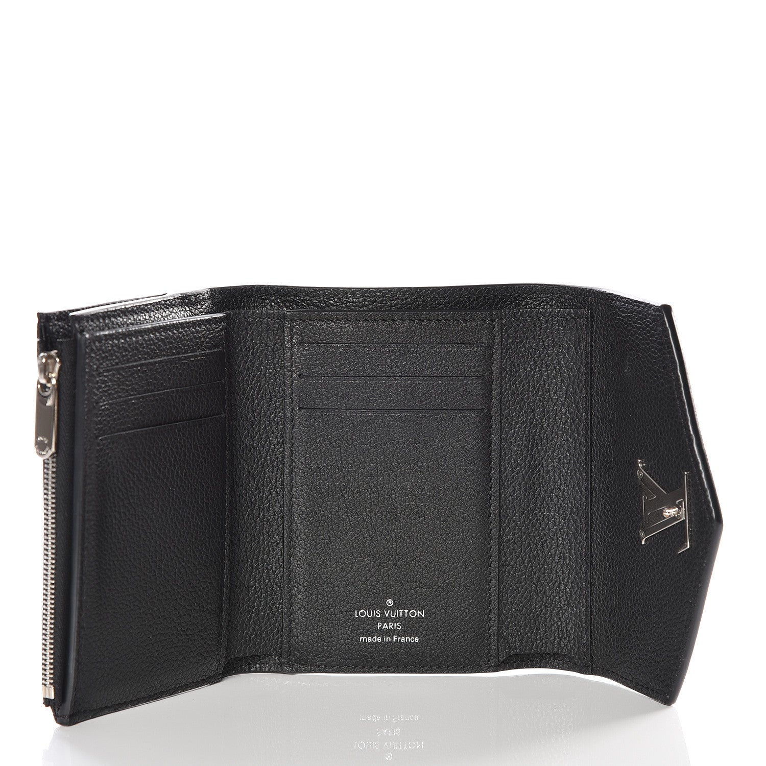 Louis Vuitton Soft Calfskin My Lockme Compact Wallet Black 4 of 10