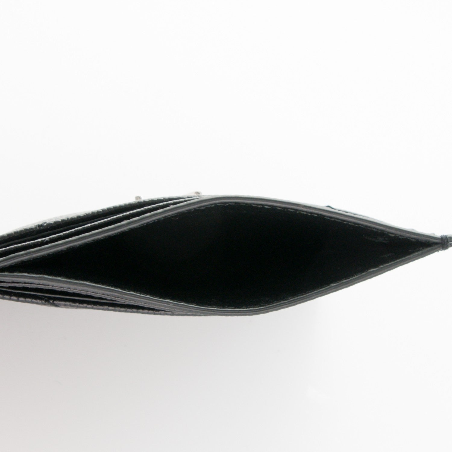 Saint Laurent Grain De Poudre Matelasse Chevron Monogram Credit Card Case Black 5 of 7