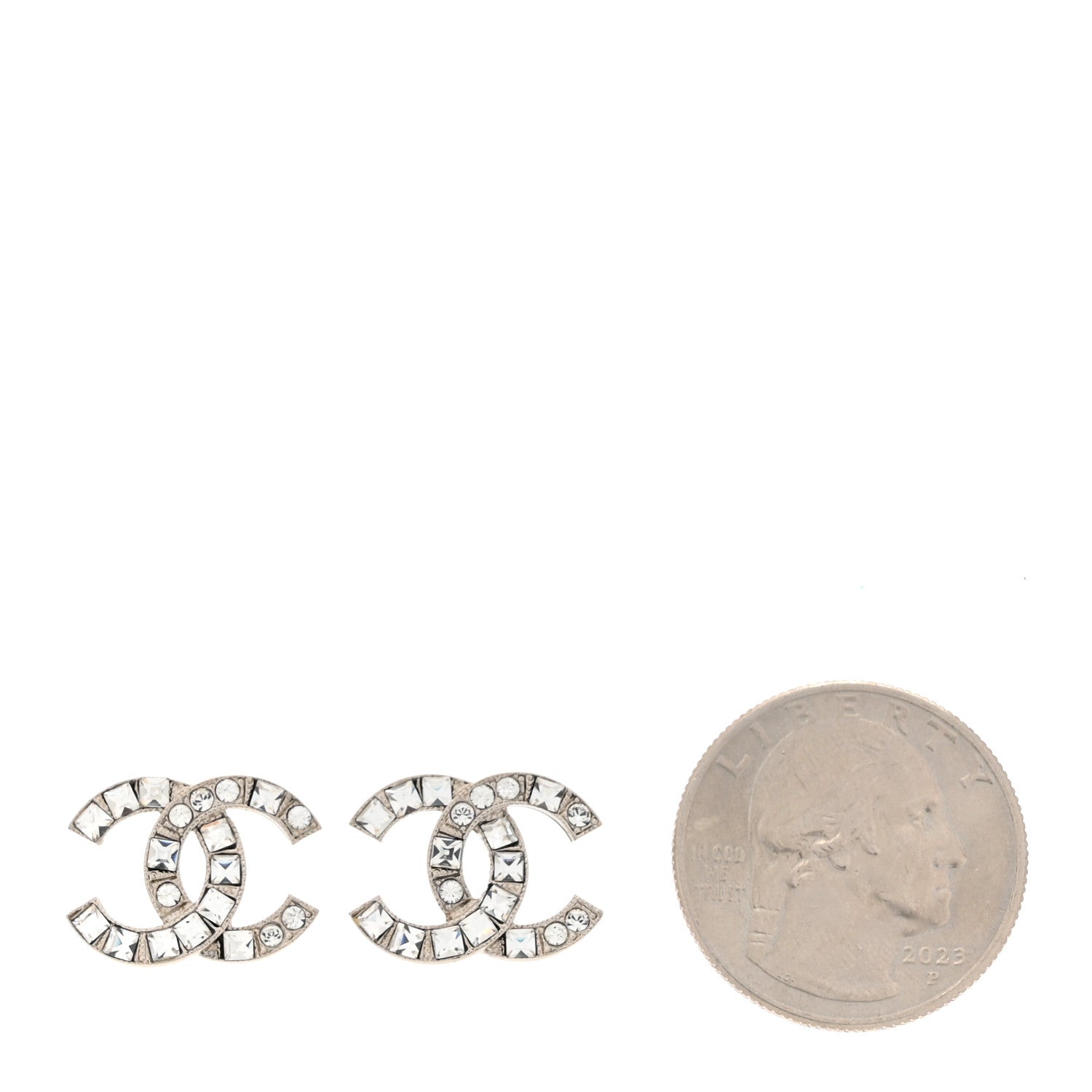 Chanel Baguette Crystal CC Earrings Silver 2 of 4