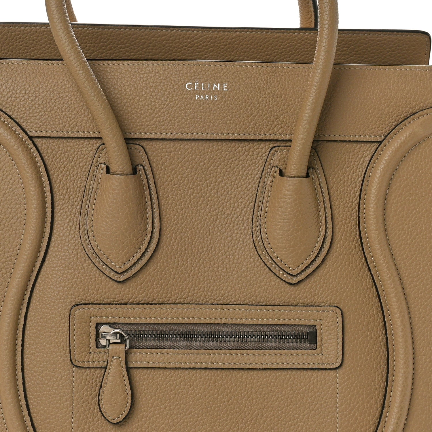 Celine Drummed Calfskin Micro Luggage Dune 8 of 11