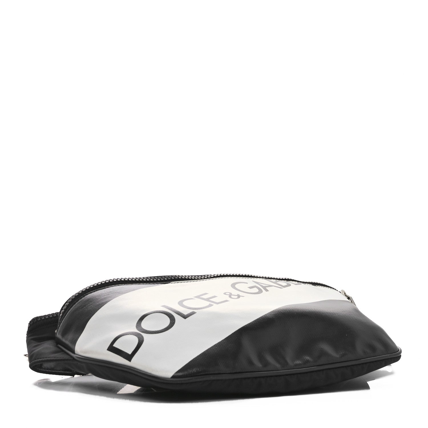 Dolce & Gabbana Coated Canvas Nylon Logo Belt Bag Black White 4 of 9