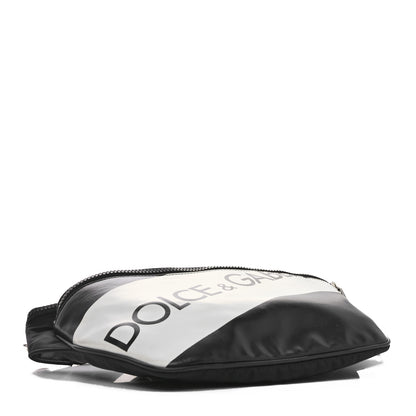 Dolce & Gabbana Coated Canvas Nylon Logo Belt Bag Black White 4 of 9