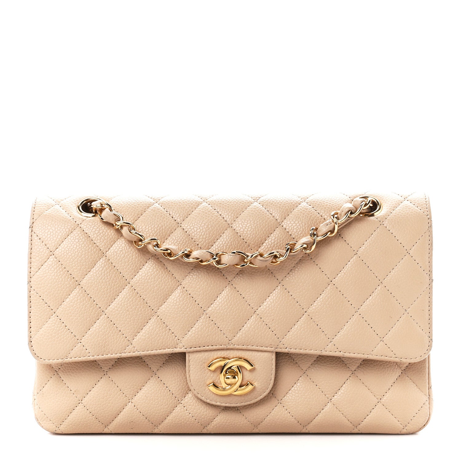Chanel Caviar Quilted Medium Double Flap Beige 1 of 12