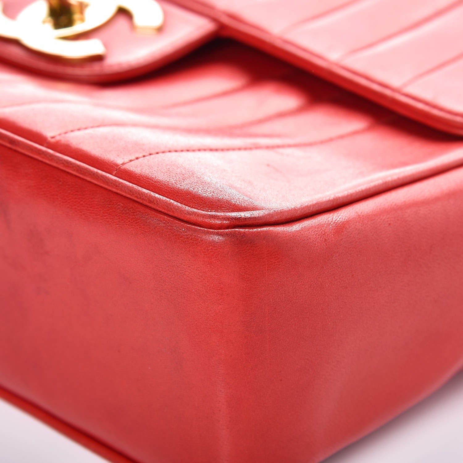 Chanel Lambskin Vertical Quilt Jumbo Single Flap Red 12 of 12